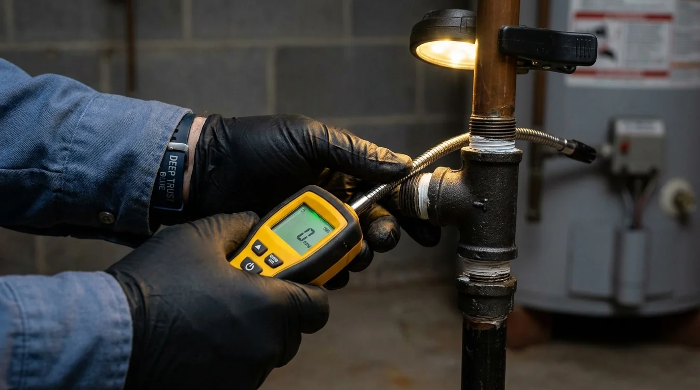 Gas leak detection with electronic sniffer by Johns Plumbing LLC in Santa Ana