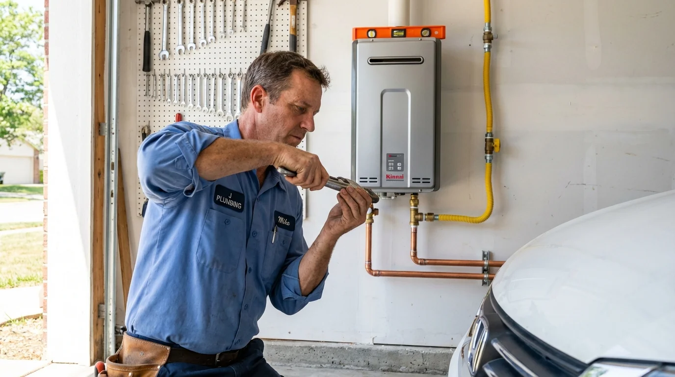 Tankless water heater installation by a Johns Plumbing LLC plumber in Santa Ana